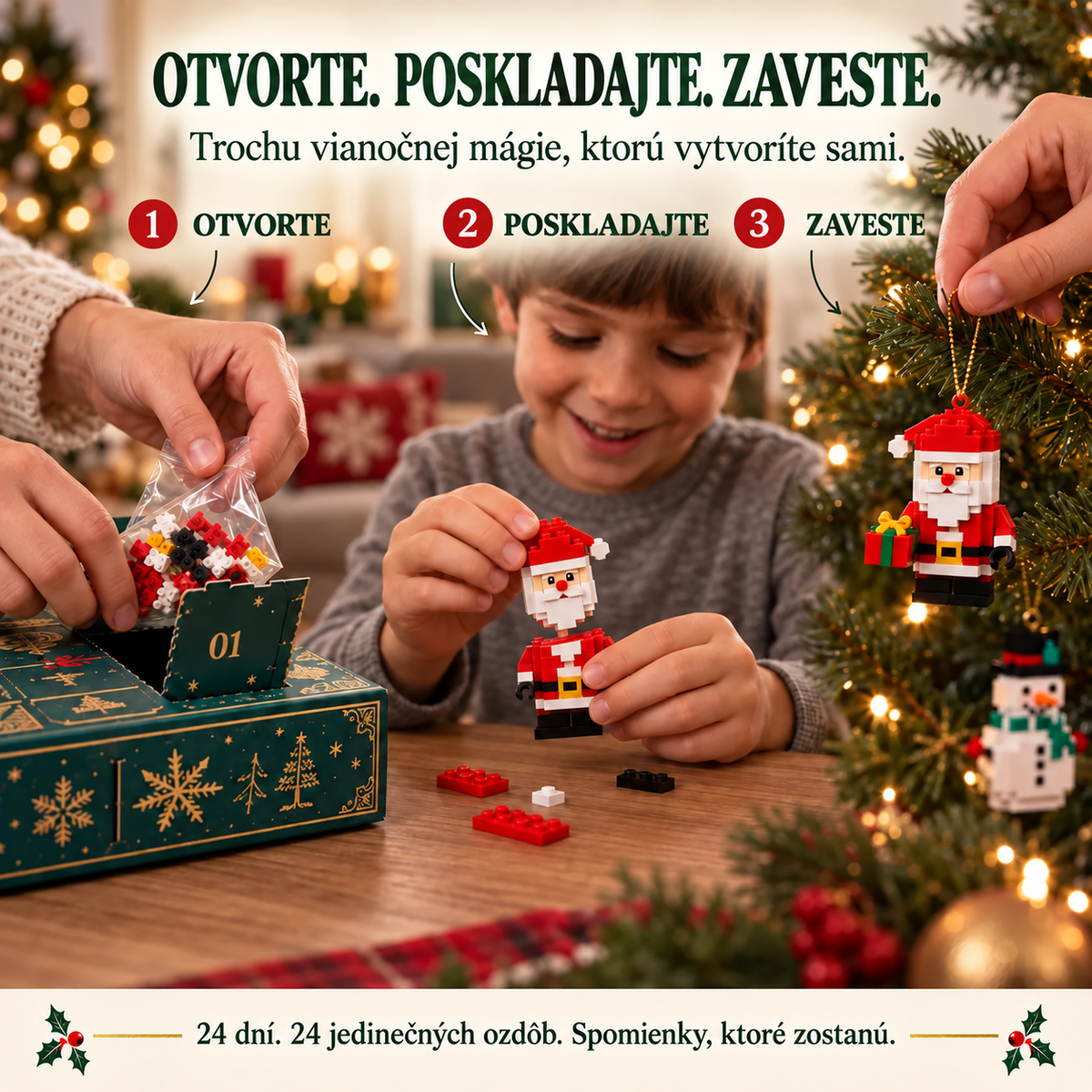 Otvorte, poskladajte a zaveste mini vianočnú ozdobu