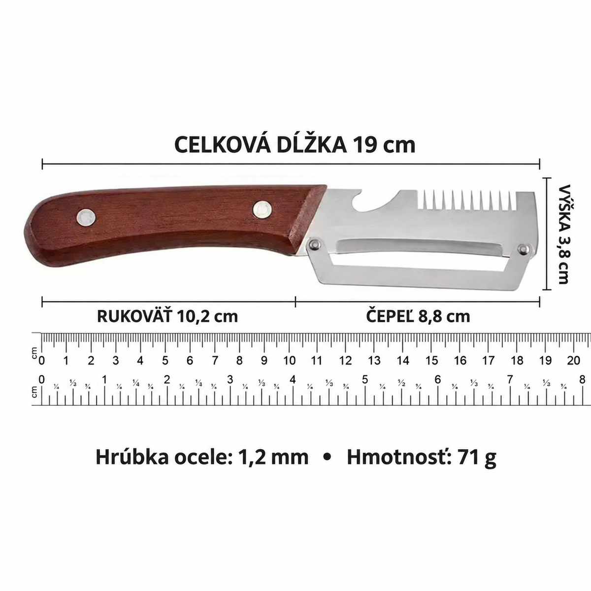 Rozmery multifunkčnej škrabky
