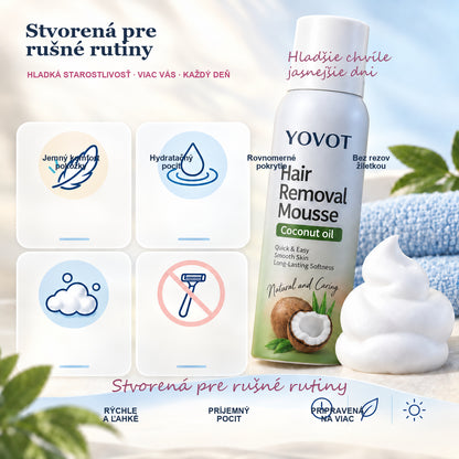 Yovot depilačná pena - rýchla rutina pre hladkú pokožku