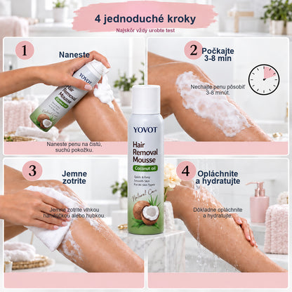 Yovot depilačná pena - štyri jednoduché kroky použitia