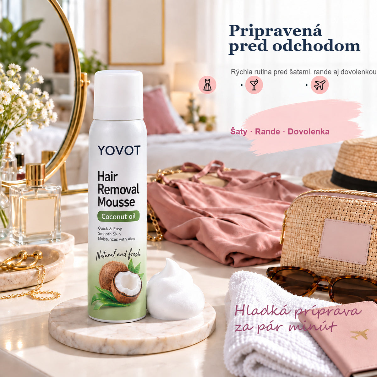 Yovot depilačná pena - pripravená pred odchodom