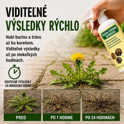 Rýchlo pôsobiaci prírodný sprej proti burine a nežiaducej tráve