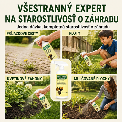 Rýchlo pôsobiaci prírodný sprej proti burine a nežiaducej tráve