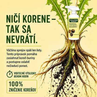 Rýchlo pôsobiaci prírodný sprej proti burine a nežiaducej tráve