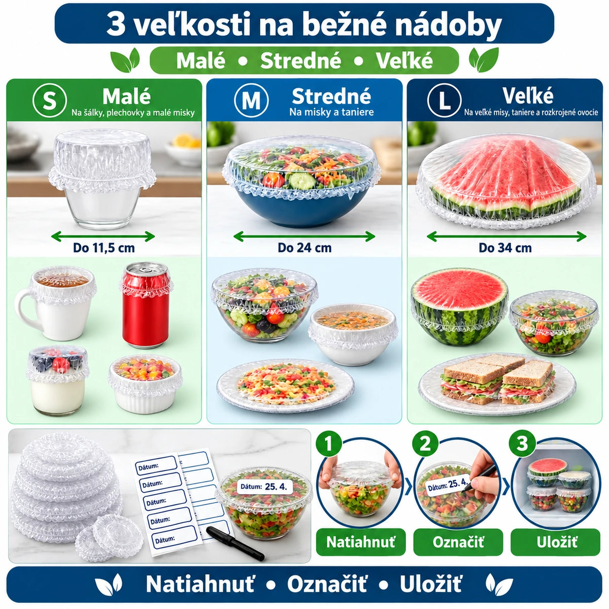 FreshShield™ Súprava elastických krytov na potraviny