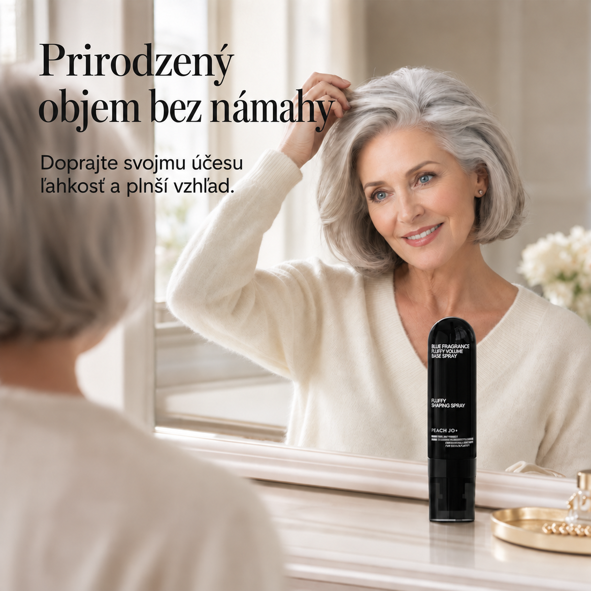 Sprej na objem a tvarovanie vlasov s broskyňovou vôňou