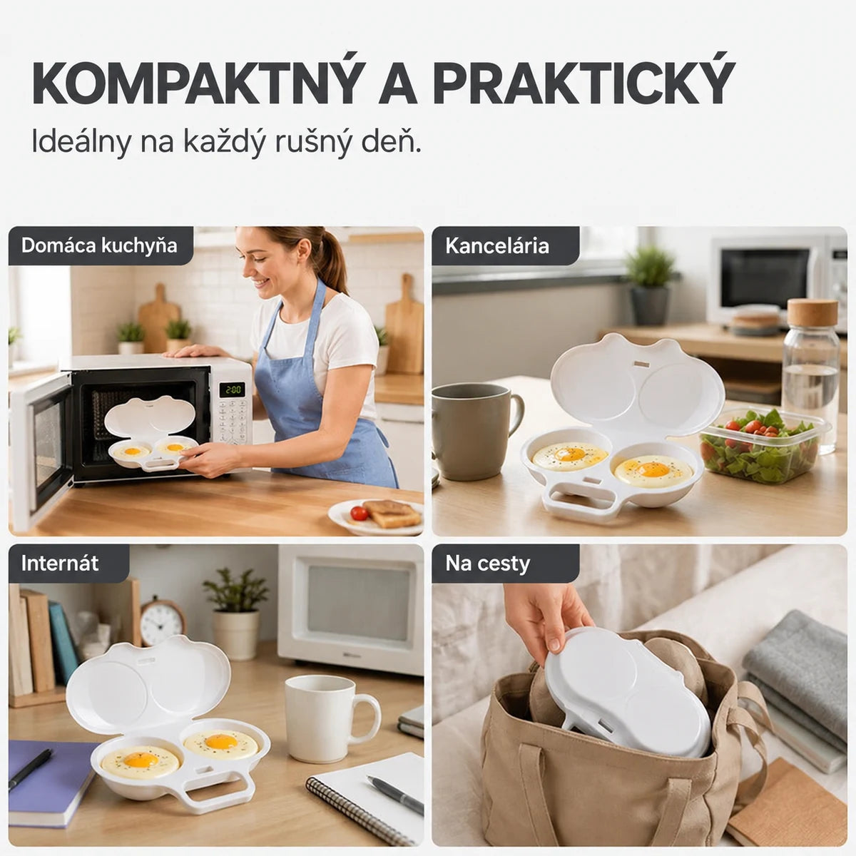 Použitie variča vajec doma, v kancelárii, na internáte a na cestách