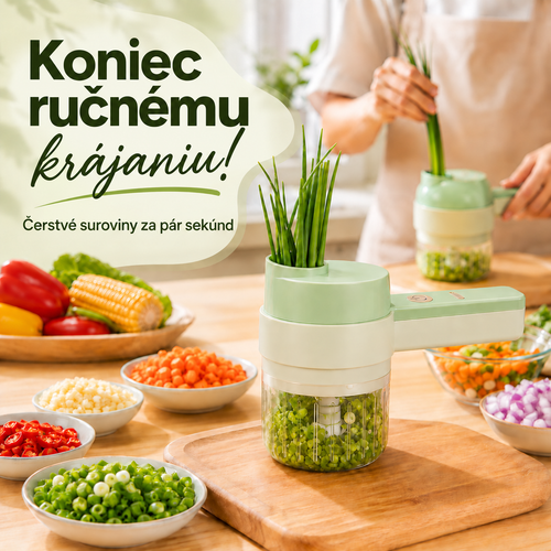 Ručný elektrický sekáčik 4 v 1 na rýchlu prípravu surovín