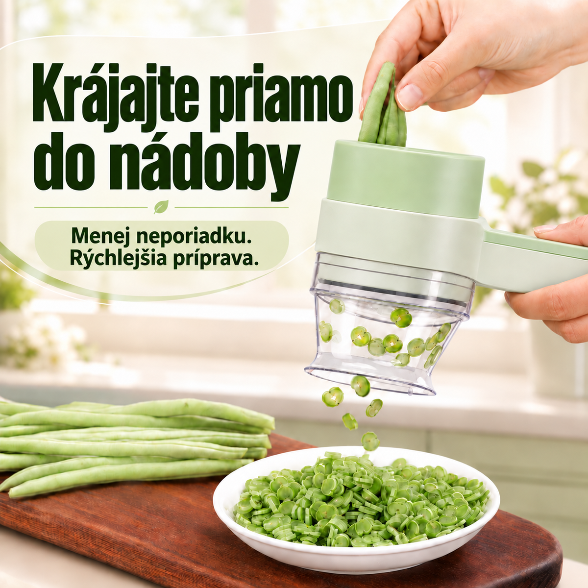 Krájanie surovín priamo do nádoby