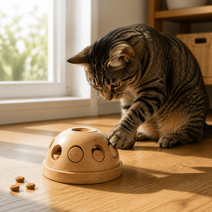 Wooden Slow Feeder Puzzle Dome - 02 lifestyle