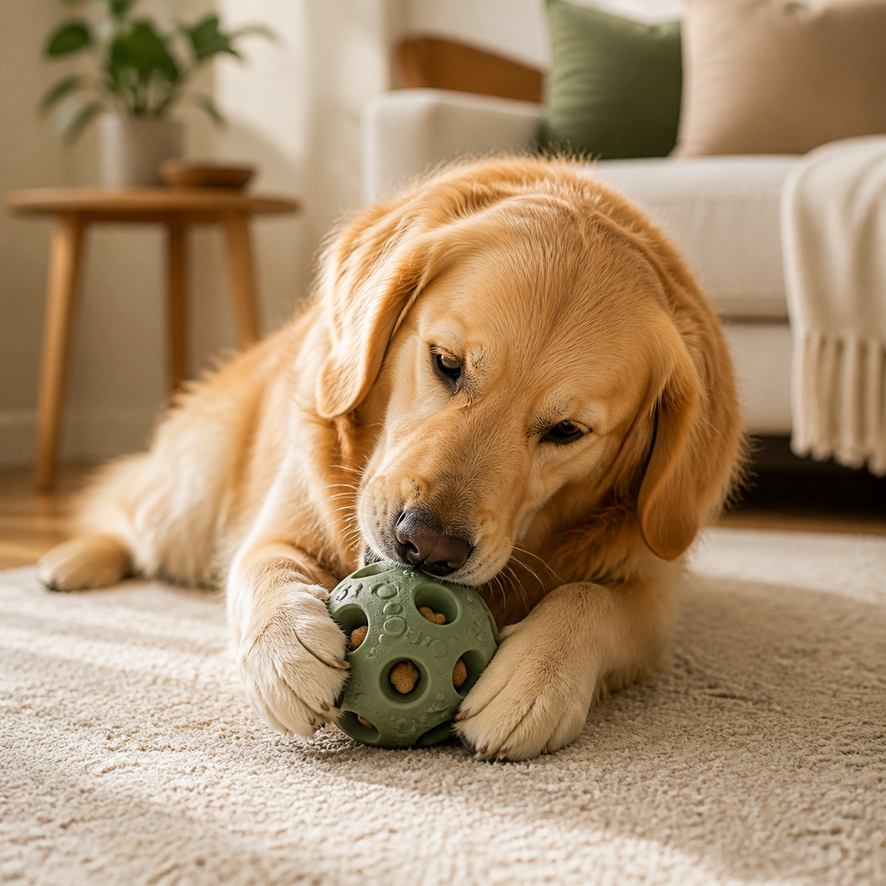 Dog playing with a NOVIREZA enrichment toy